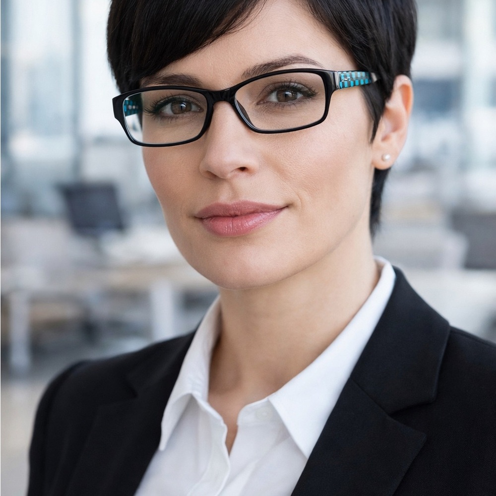 Richard Taylor Black and Teal Rectangular Women's Eyeglasses